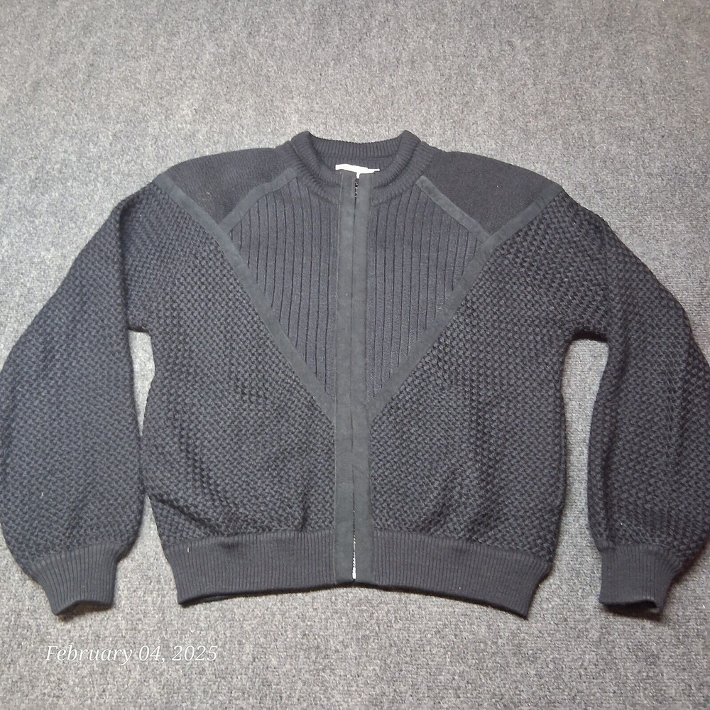 St. Croix Knits Merino Wool Mohair Cardigan Sweater Women Medium Black